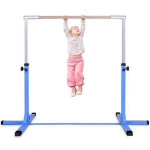 GIANTEX Barre Gymnastique en Acier pour Enfants Réglable en Hauteur de 94 à 150cm, Barre Fixe d’Entraînement pour École, Maison