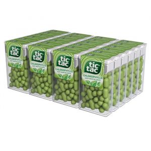 TicTac Chlorophylle Go&ucirc;t Menthe Verte - Bonbons frais sucr&eacute;s - Format de Poche - 24 boites x 18g