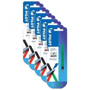 Lot de 5 Packs 2 recharges FriXion Ball 4 couleurs - Encre gel effa&ccedil;able - Pointe fine Vert