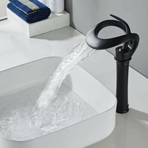 Robinet Lavabo Noir Haut Cascade Bec Haut Mitigeur Lavabo Noir Cascade Haut Robinetterie Salle de Bain Noir Cascade Mitigeur Salle