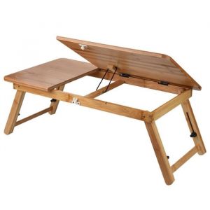 Fydun Support de support de plateau de lecture pliable pour ordinateur portable en bambou réglable Table dordinateur portable en
