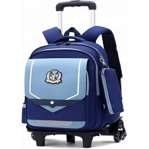 Cartable a Roulettes Garçon  Sac Roulette Enfant Amovible Nylon Imperméable Cartable Garcon Primaire de la 1ère à la 4ème Classe