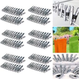 IDMARKET 120 pinces &agrave; linge inox pinces incassables inusables ne rouillent pas