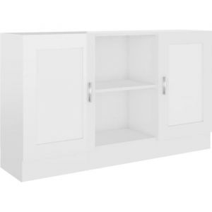 (554942) [Meilleures Mobiliers] Bahut bas D&eacute;cor Buffet De Cuisine - Buffet D&eacute;cor Blanc brillant 120x305x70 cm Agglom&eacute;r&eacute;