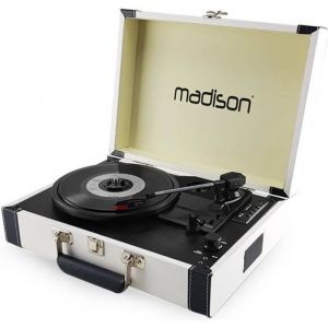 Malette tourne-disques - MADISON - BT-USB-SD - Enregistrement vinyles - Bluetooth - Cr&egrave;me