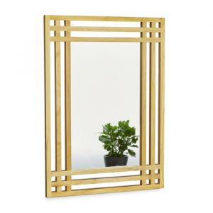 Relaxdays Miroir en verre avec cadre bois de pin décoration H x L x P : env. 70 x 50 x 2 cm pour salle bain nature