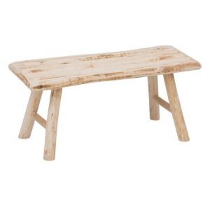Banc dassise en bois coloris beige  - Longueur 70 x Profondeur 26 x Hauteur 31  cm