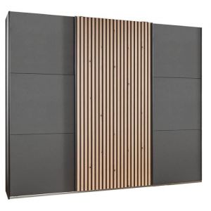 Armoire placard avec portes coulissantes coloris graphite imitation chêne Artisan Longueur 250 x Hauteur 216 x Profondeur 65 cm