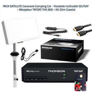 PACK SATELLITE - SELFSAT - CAMP 38 - Récepteur THS 806 - Kit Coaxial 20m - Idéal Caravane/Camping Car