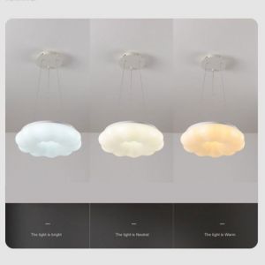 SNOGOLD 2x Suspension Moderne LED Forme de Nuage Lustre 3 Couleurs Dimmable Luminaire en PE Scandinave Lampe Suspendue pour Salon