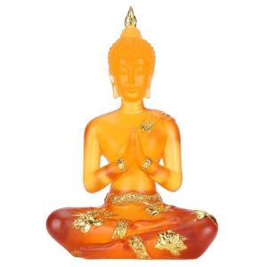 Statue de Bouddha - OMABETA - Bouddha Assis Transparent - Résine Naturelle - 18x115x6 cm - Décor Intérieur