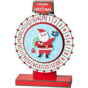 Calendrier de lAvent - P&egrave;re No&euml;l - Roulette rouge et blanche - Calendrier de lAvent en bois pour filles et gar&ccedil;ons