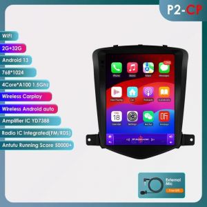 9.7 pouces Android 13 autoradio pour Chevrolet Cruze J300 2008-2012 Auto Carplay 2G+32G GPS stéréo 2din wifi Bluetooth rds swc