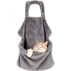 Sac Panier Transport Chien Chat en avion sac ventral de transport pour chien Chat Porte chien ventral en laine respirable GRIS