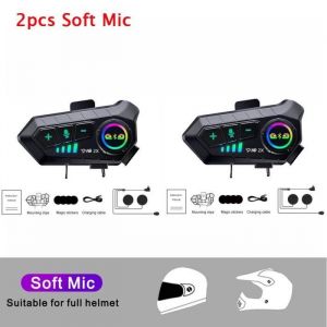 Oreillette Bluetooth YP10 pour casque de motokit dappel mains libresprise en charge de 2 coureursinterphone BT - 2PC Soft Mic
