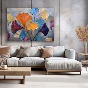 Tableaux Decoratifs Tableau Fleurs de ginkgo Coloré 90x60cm sans cadre Tableau Decoration Murale Impression sur Toile Peinture