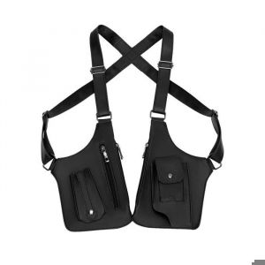Sac tactique antivol à double bandoulière et à poches multiples pour homme Sac à bandoulière antivol rétro hommes Steampunk Noir