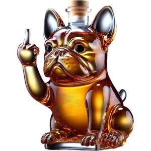 AERATEUR DE VIN+Déganteur de WhiskyBouteille de Whisky Bulldog drôle300 ML la Statue Statue Bouteille Chien Mi CARAFE A DECANTER