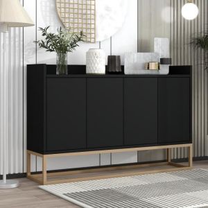 Buffet de salon scandinave - DREAMMESPACE - 120x30x80 - 4 portes - Noir