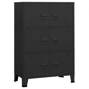 &ldquo;Winter SaleTOP Armoire de classement Noir - Coffre de rangement industriel Noir 75x40x115cm M&eacute;tal PRO25945