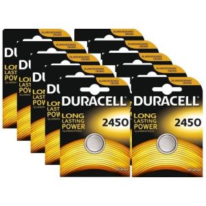 Batterie Lithium CR2450 - Duracell - 10 pi&egrave;ces - 2450 mAh - Pile &agrave; pile - Longue dur&eacute;e