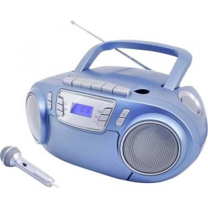 soundmaster SCD5800BL Radio-lecteur CD FM USB Cassette Radiocassette avec microphone bleu
