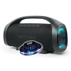Enceinte Hifi MUSE M-980 BT USB Bluetooth Autonome 300W Lumière dambiance LED - IPX6 Resistance aux projections soucoupe OVNI