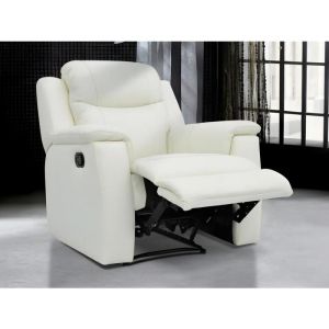 Fauteuil relax EVASION en cuir - blanc ivoire