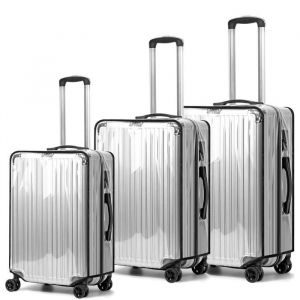 Lot de 3 housses de valise housses de protection de valise en PVC transparent imperm&eacute;ables anti-poussi&egrave;re anti-rayur &Eacute;tiquette