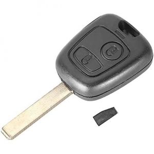 Coque cl&eacute; t&eacute;l&eacute;commande pour Peugeot Citroen PSA 107 207 307 C1 C2 C3 + lame vierge Avec Transpondeur Vierge ID46 PCF7936