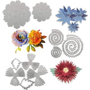 3pcs Dies Scrapbooking Matrice de Découpe Fleur en Métal Stencils Pochir Gaufrage pour DIY Album Carte Invitation Artisanat