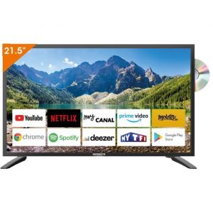 Antarion Smart TV 215 (55 cm) Android 14 Connect&eacute; WiFi + Bluetooth + DVD - 12V/24V/220V - Camping Car Poids Lourd Caravane