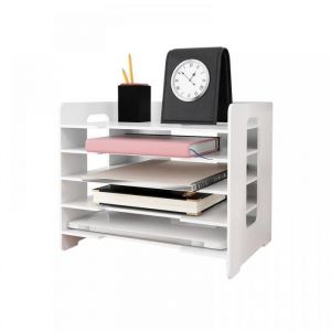 JEOBEST 5 Niveaux Bac &agrave; Courrier Empilable Corbeille &agrave; Courrier A4 Organisateur de Bureau Banette de Rangement Bureau