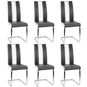 MIPAN. Lot de 6 Chaises Salle &agrave; Manger(Noir + Blanc) - Avec Assise et Dossier en PU - Pour Salle &agrave; Manger Salon Cuisine Bureau