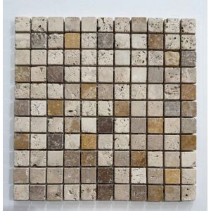 Mosaïque Vieilli Trois Couleurs Mixte Travertin AL-242 - Carrelage en Pierre Naturelle 305x305 cm pour Sols et Murs