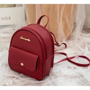 Sac à dos femme en cuir PU ECELEN - Mini - Rouge - Dos - Noir - Décontracté