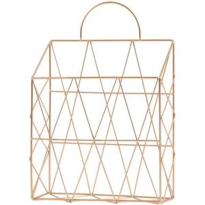 Panier &agrave; journaux sur Pied avec poign&eacute;e pour Suspendre Le Mur - &Eacute;l&eacute;gant Porte-Magazines en m&eacute;tal pour Salle de Bain ou Bureau Or