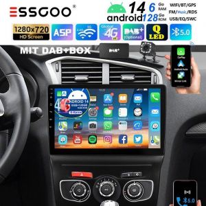 Autoradio Android 10 pouces - ESSGOO - Octa-core - 6 Go RAM - 128 Go ROM - Carplay - Android Auto - GPS - Bluetooth 5.0