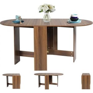 RELAX4LIFE Table Extensible à Manger pour 4-6 Personnes Table Cuisine Pliante Ronde avec 2 Rallonges (45-163) x 80 x 75 cm
