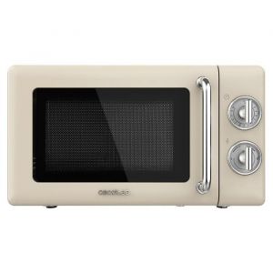 Cecotec Micro-ondes Mcanique de 20 L Proclean 3010 Retro Beige: 700 W 6 Niveaux Minuterie Mode Dconglation