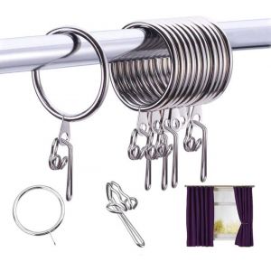 30pcs Anneaux à Rideaux métalliques Anneaux Rideaux avec Pince Antirouille Anneaux pour Tringle à Rideaux - Diamètre de 36mm