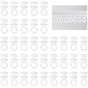 100 Pi&egrave;ces Crochet Rideau Rail Glisseurs Blanc Plastique Roulettes &agrave; Rideaux Blanc Tringle &agrave; Rideau Coulissant Crochet Forte