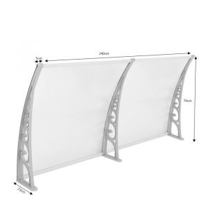 Marquise de fen&ecirc;tre et de porte - SUPFINE - 76CM*240CM - Aluminium - Polycarbonate - Protection UV