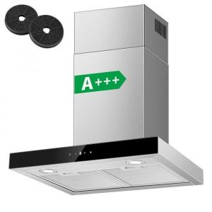 Hotte Aspirante 60cm Tactile 400m m³/h 3 VitessesClasse A+++Hotte de CuisineMuraleInoxÉclairage LED hotte