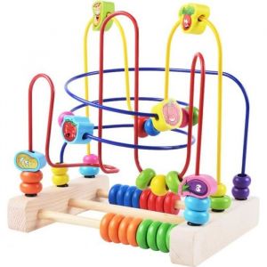 Circuit à Boule Enfant Boulier Montessori en Bois Jeux de Labyrinthe légumes Perles Jouet Creatif Cadeau danniversaire Noël Fête