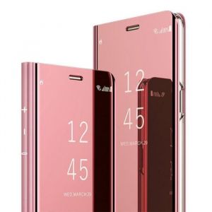 Étui Samsung Galaxy A52 (5G) Integral Protection Cuir Translucide Miroir Clear View Cover Housse avec Support Or rose