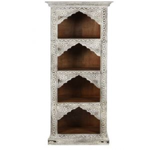 Etagère meuble étagère en bois sculpté coloris blanc - longueur 50 x profondeur 40 x Hauteur 186 cm
