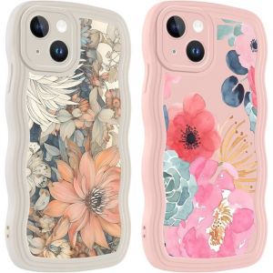2 Pièces Coque Pour Apple Iphone 13 61 Étui Avec Aesthetic Fleur Motif Souple Silicone Vague Housse Antichoc Protection Camér