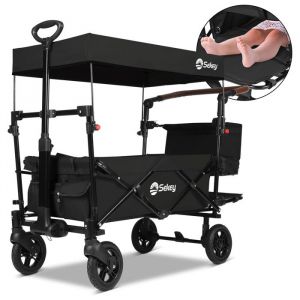 Chariot Pliant Sekey pour Jardin et Camping &ndash; Capacit&eacute; 150 kg avec Toit et Ceinture 3 Points pour Enfants Noir
