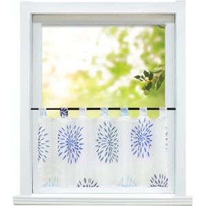 Rideaux brise bise transparent fenetre pour cuisine - L-H 120x45cm - bleu